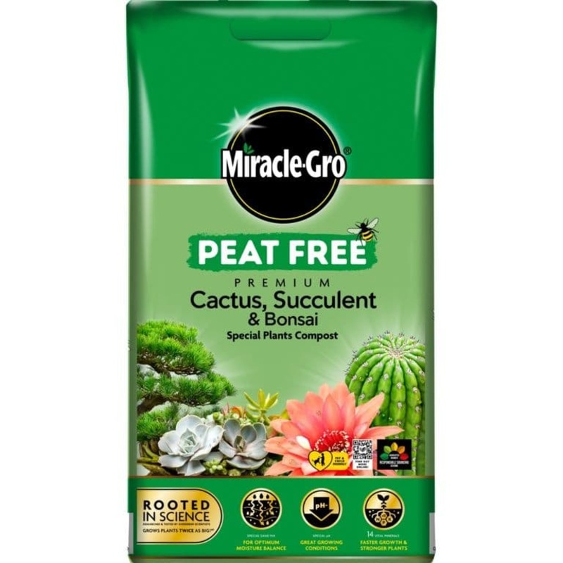 Miracle-Gro Peat Free Cactus, Succulent & Bonsai Compost – 10L