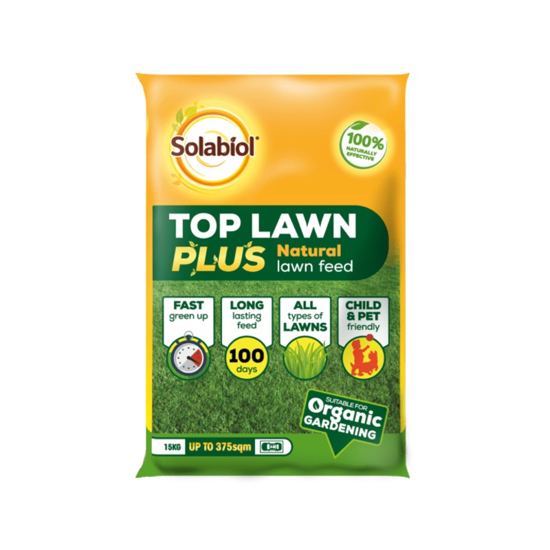 Solabiol Top Lawn Plus Natural Lawn Feed – 15kg 375sqm