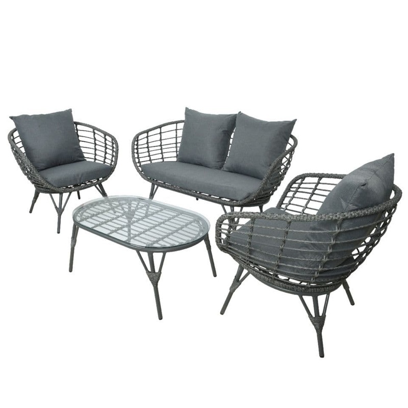 Kaemingk Evora Wicker Sofa Set – Grey 145cm