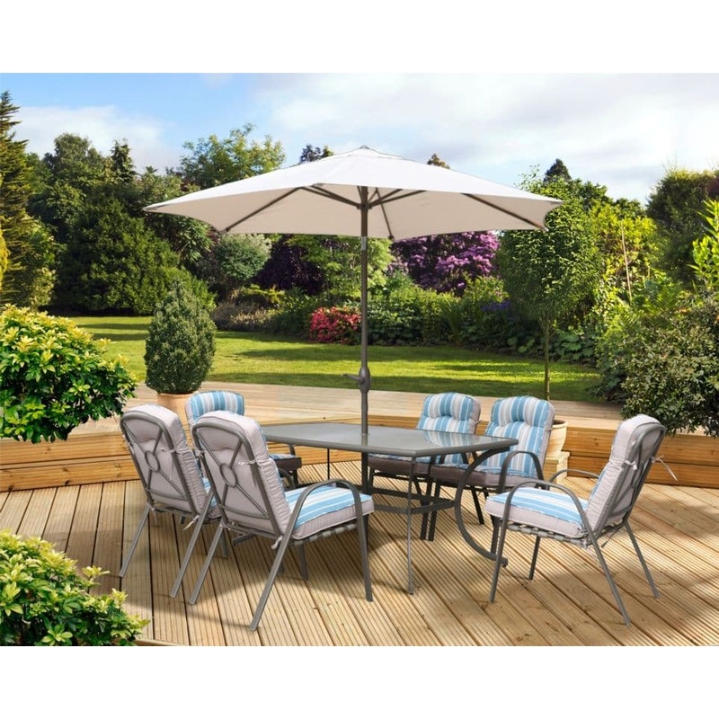 Pagoda Roma Dining Set With Parasol – 6 Seat