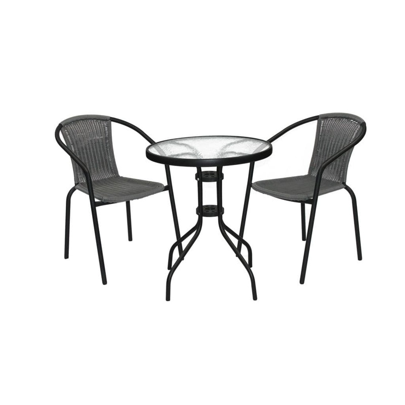 SupaGarden Rattan Bistro Set – Grey/Black