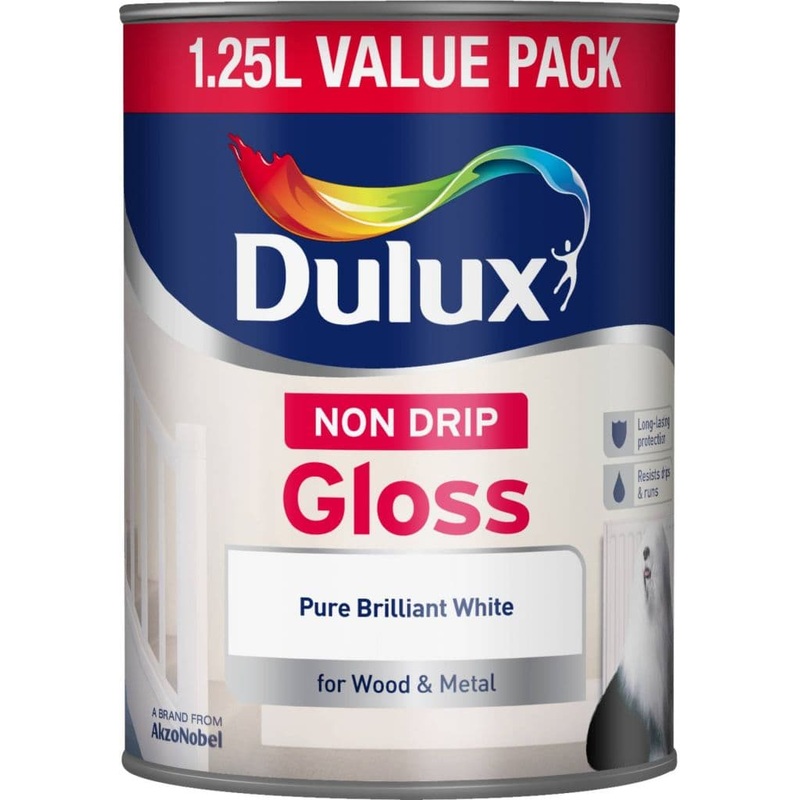 Dulux Non Drip Gloss 1.25L – Pure Brilliant White