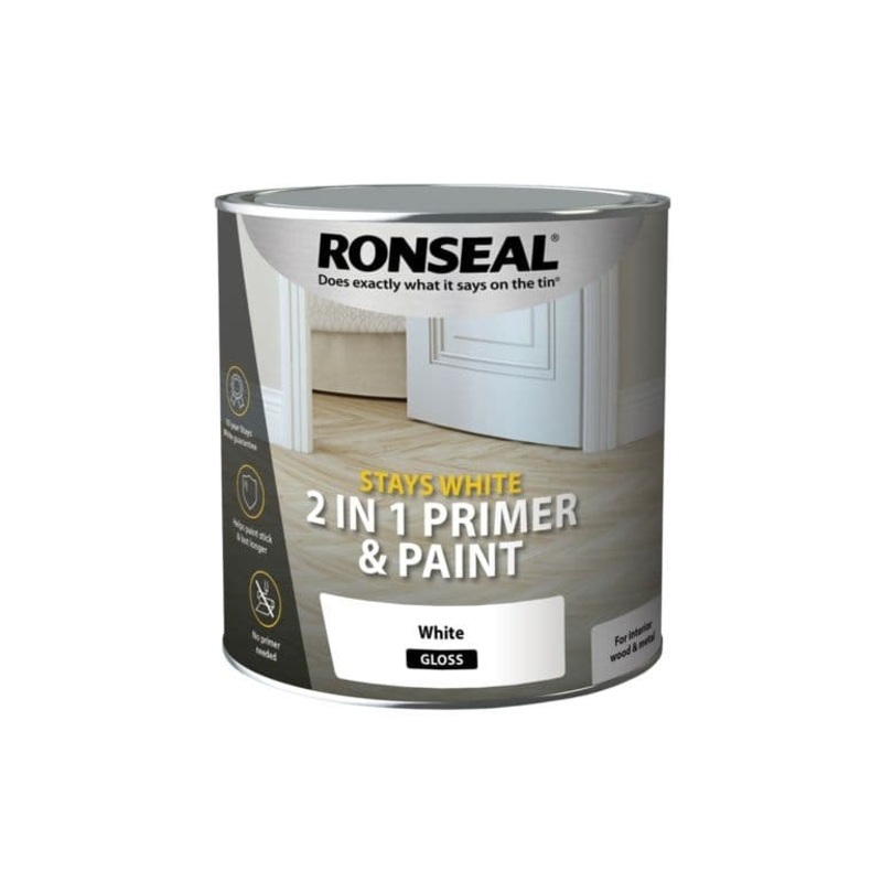 Ronseal Stay White 2in1 Primer & Paint 2.5L – White Gloss