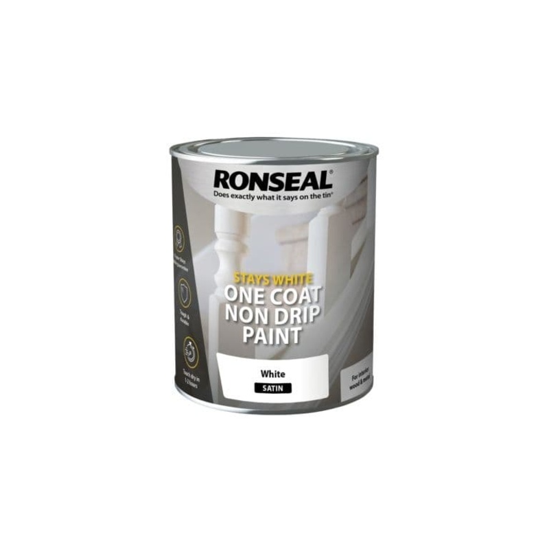 Ronseal Stays White One Coat Non Drip Paint 750ml – White Satin