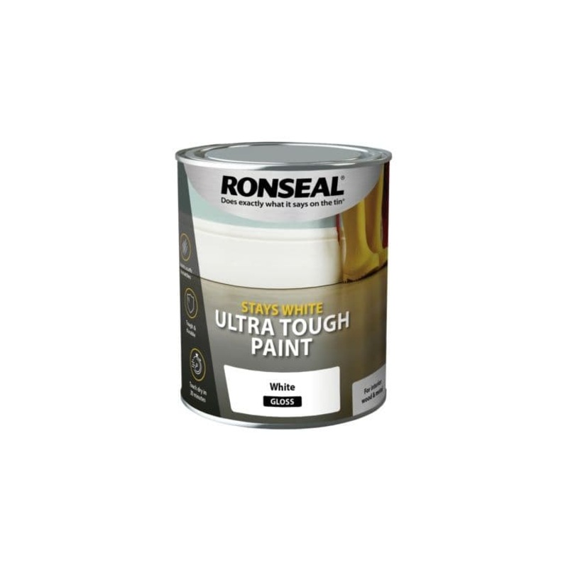 Ronseal Stays White Ultra Tough Paint 750ml – White Gloss
