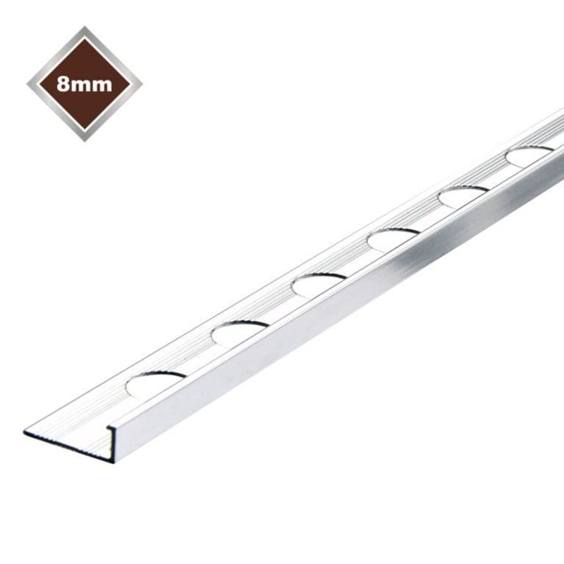 Tile Rite 8mm L Profile Metal Tile Trim – Chrome 8mm x 2.4m
