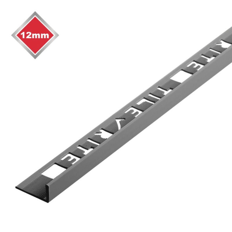 Tile Rite L Profile Trim 12mm x 2.44m – Grey Plastic