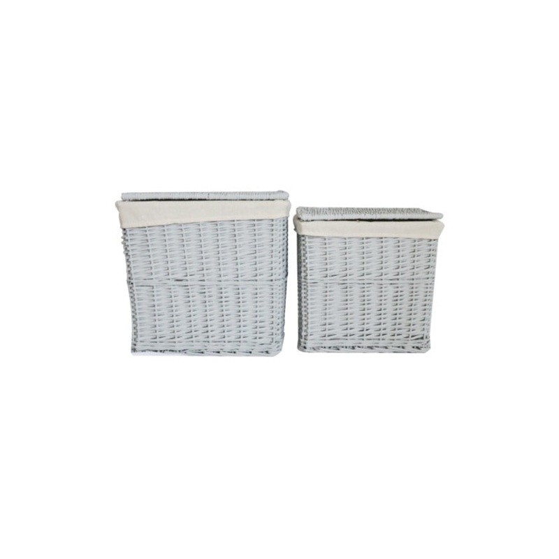 Hearth & Home Grey Rectangular Log Basket – Set 2