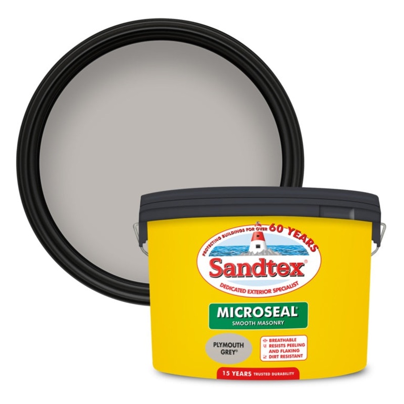 Sandtex Smooth Masonry Paint 10L – Plymouth Grey