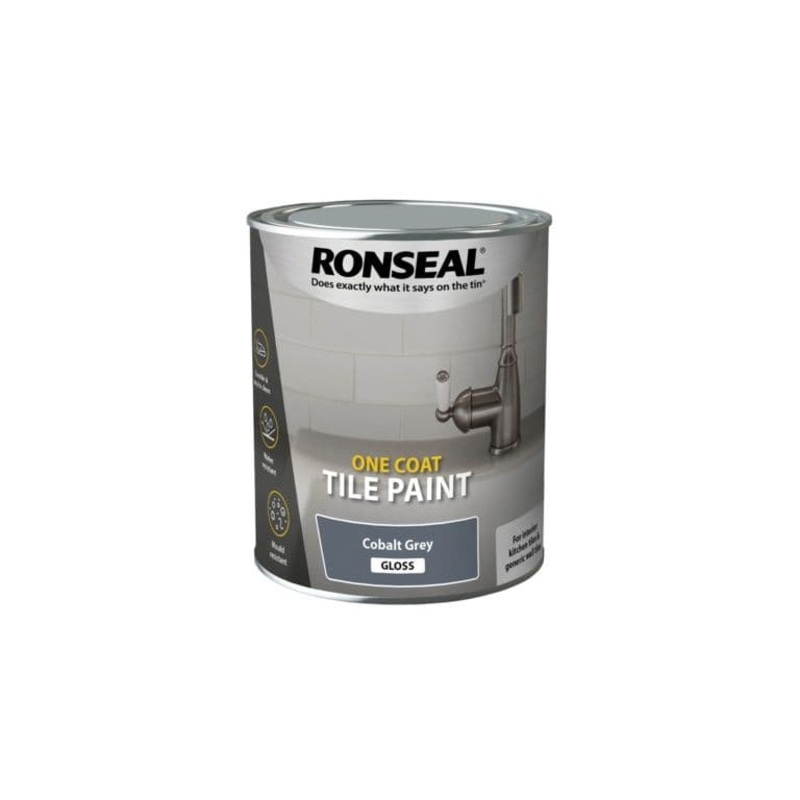 Ronseal One Coat Tile Paint 750ml – Colbalt Grey Gloss