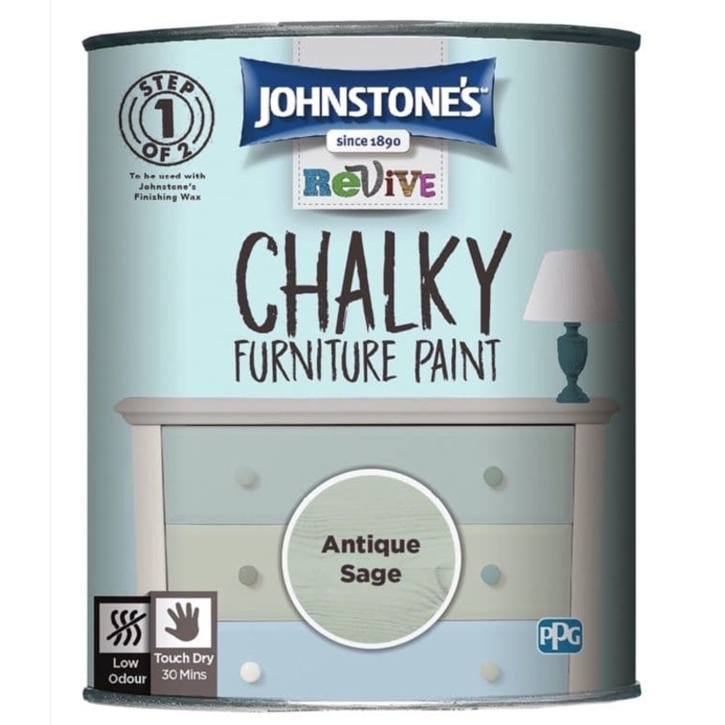 Johnstone’s Chalky Furniture Paint 750ml – Antique Sage