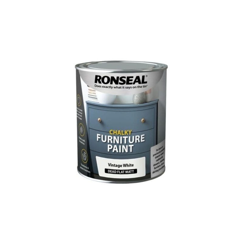 Ronseal Chalky Furniture Paint 750ml – Vintage White