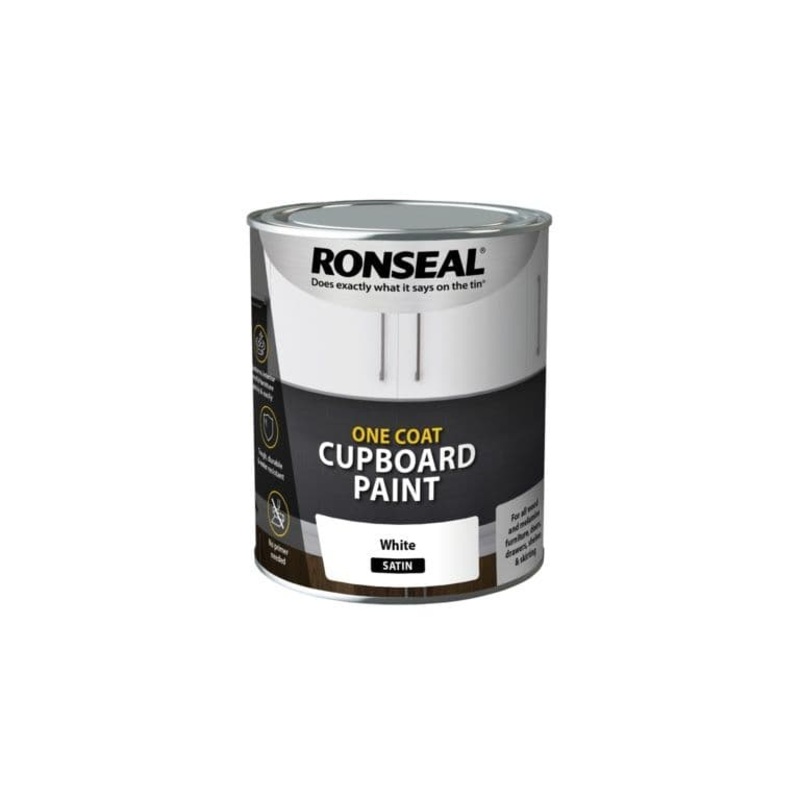Ronseal One Coat Cupboard Paint 750ml – White Satin