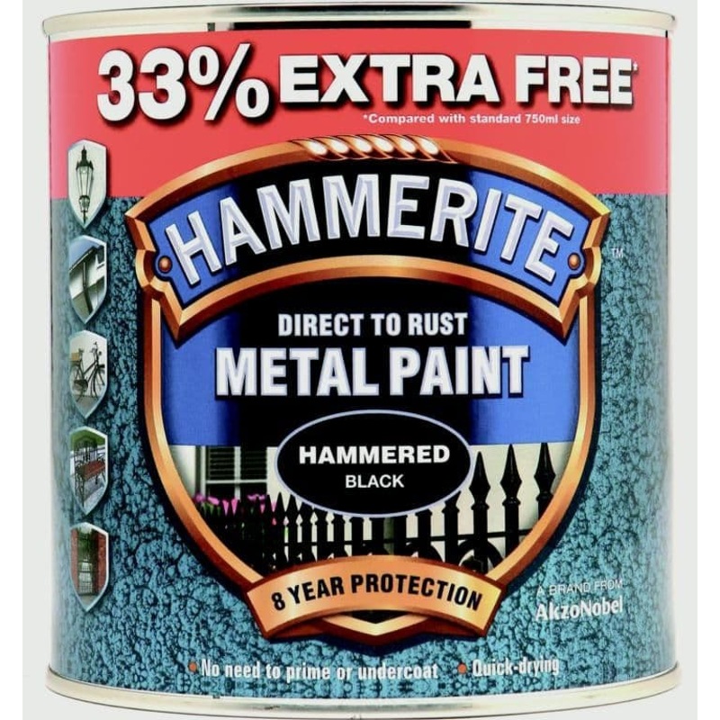 Hammerite Metal Paint Hammered 750ml + 33% Free – Black