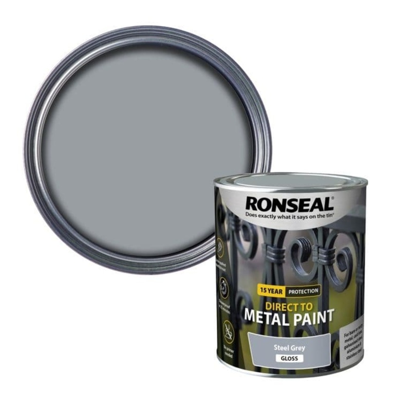 Ronseal Direct To Metal Paint 750ml – Steel Grey Gloss