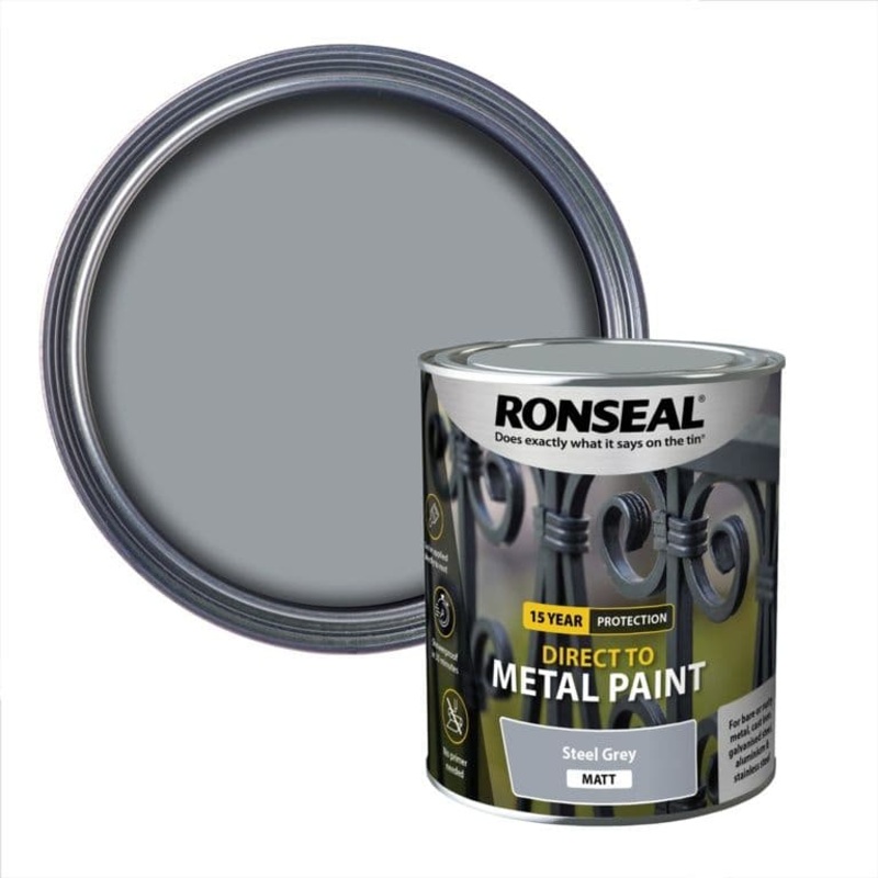 Ronseal Direct To Metal Paint 750ml – Steel Grey Matt