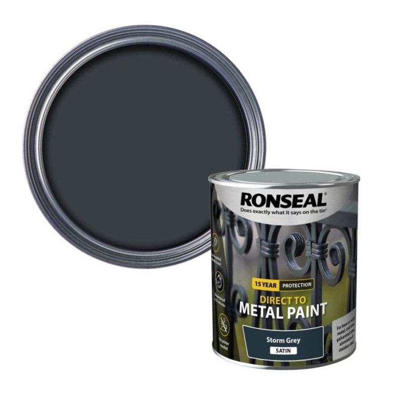 Ronseal Direct To Metal Paint 750ml – Storm Grey Satin