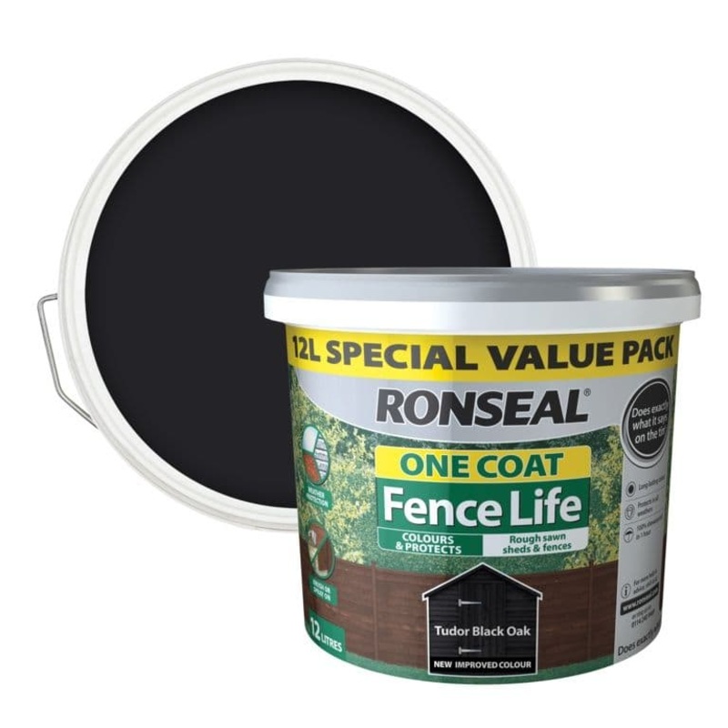 Ronseal One Coat Fence Life 12L – Tudor Black Oak