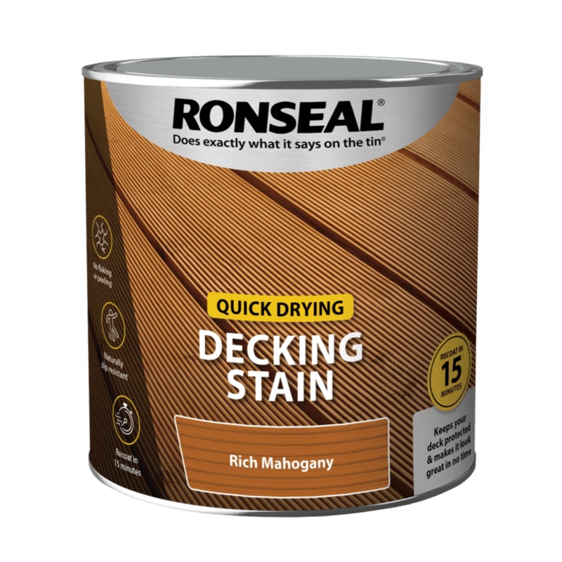 Ronseal Quick Drying Decking Stain 2.5L – Rich Mahogany