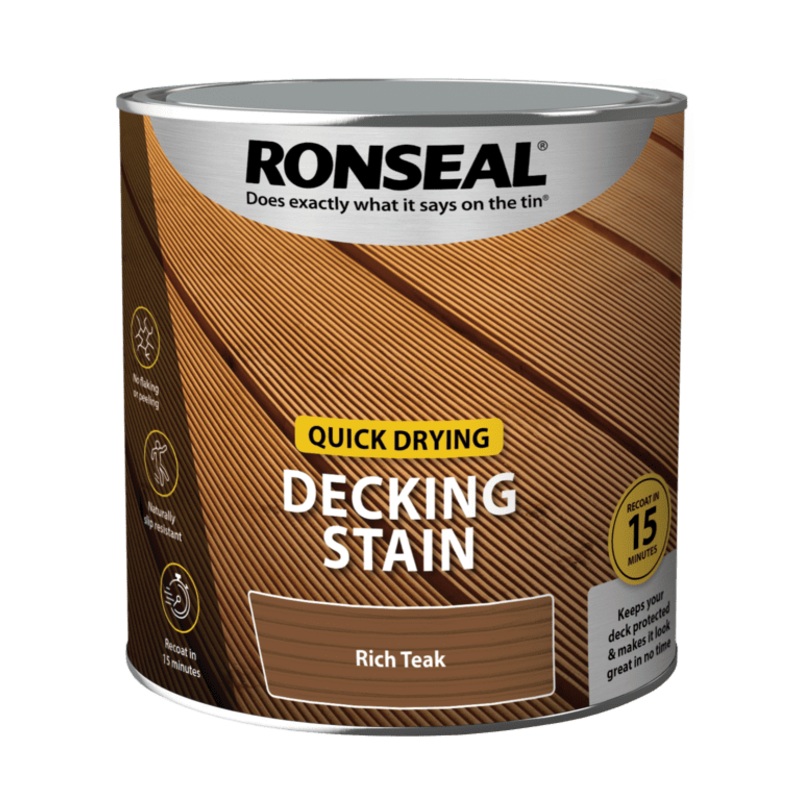 Ronseal Quick Drying Decking Stain 2.5L – Rich Teak