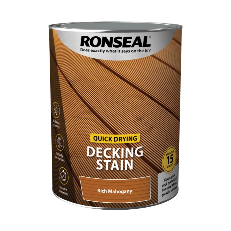 Ronseal Quick Drying Decking Stain 5L – Rich Mahogany