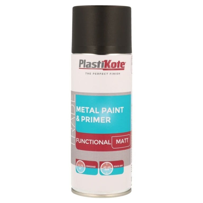 PlastiKote Metal Spray Paint 400ml – Black Matt