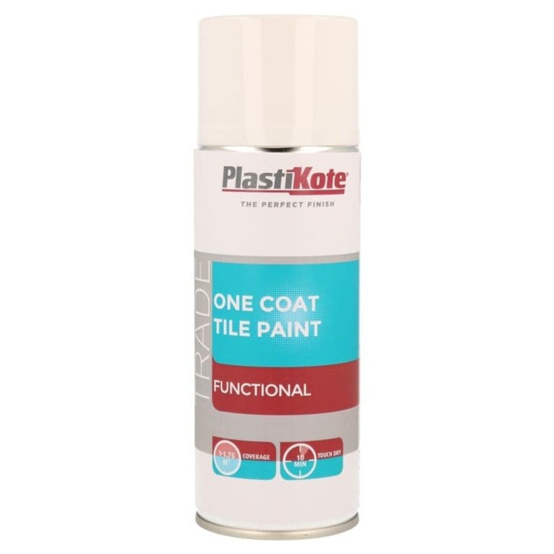 PlastiKote One Coat Tile Paint 400ml Spray – White