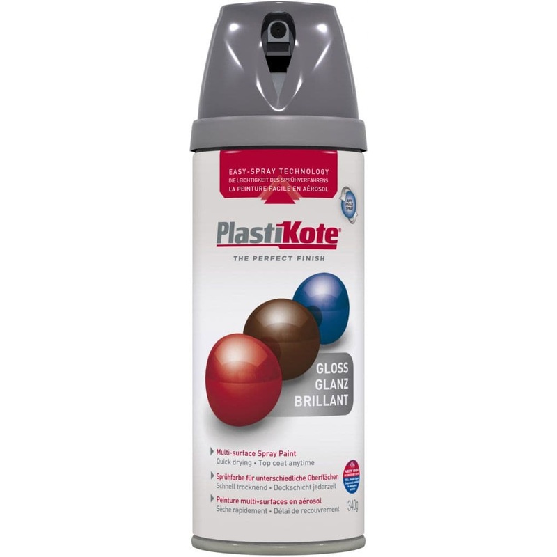 PlastiKote Twist & Spray Paint 400ml – Medium Grey Gloss