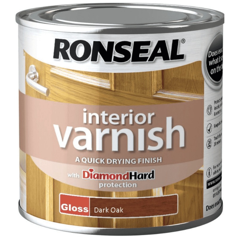 Ronseal Interior Varnish Gloss 250ml – Dark Oak