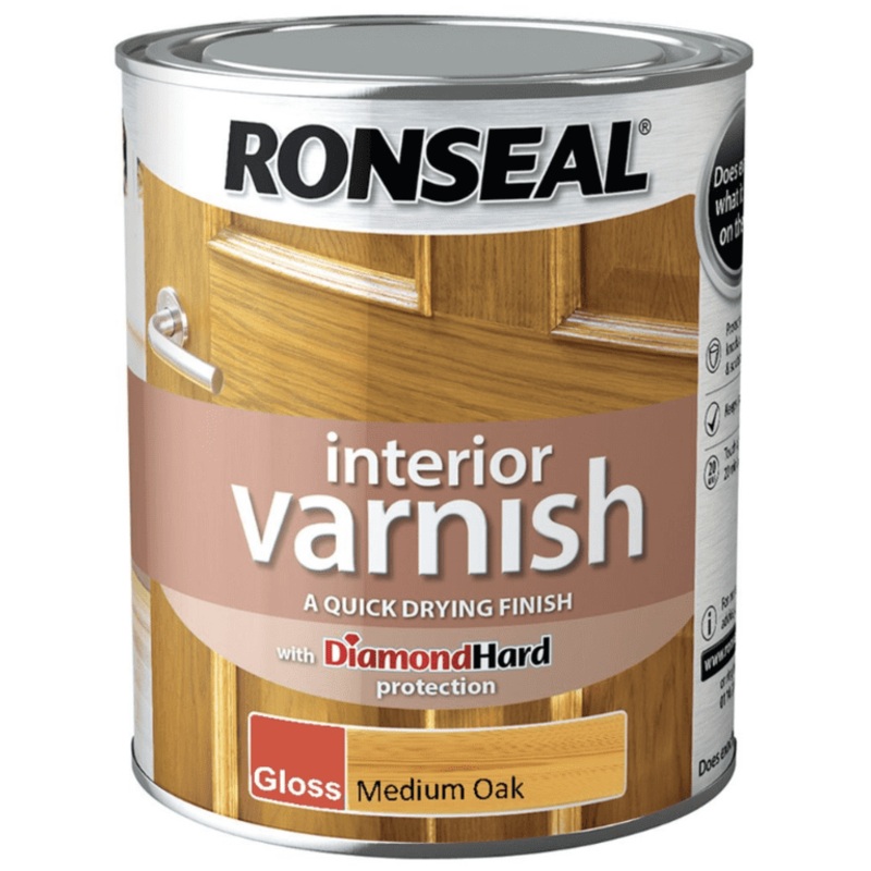 Ronseal Interior Varnish Gloss 750ml – Medium Oak
