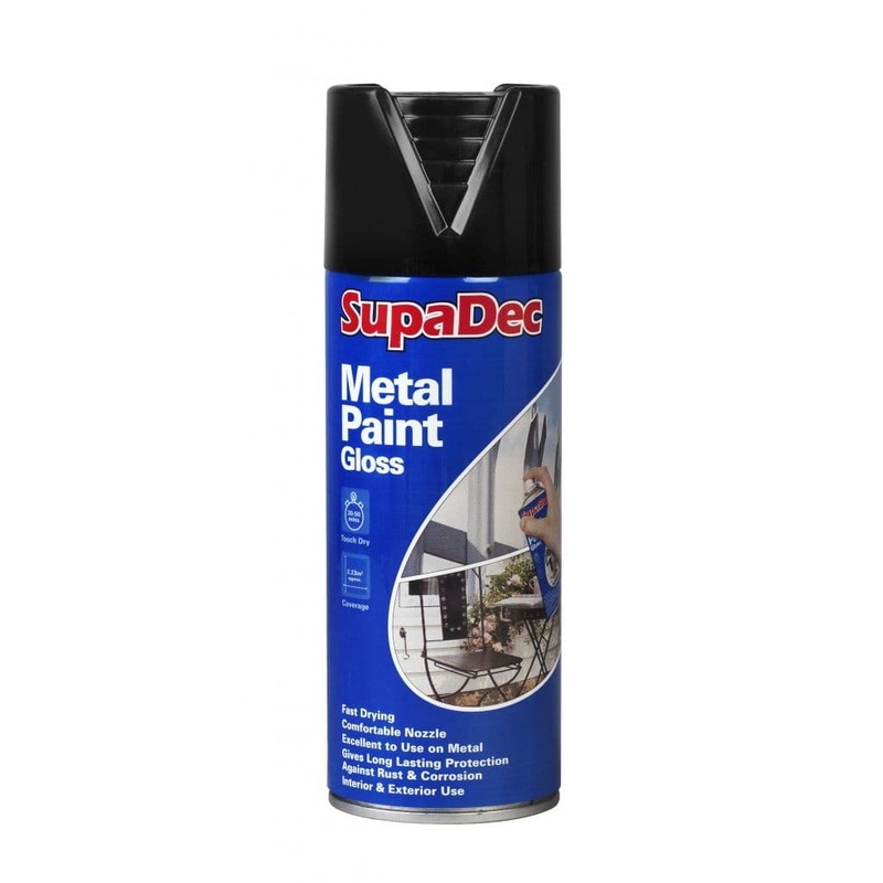 SupaDec Metal Spray Paint – 400ml Gloss Black