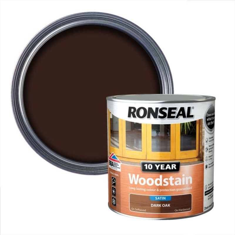 Ronseal 10 Year Woodstain Satin 2.5L – Dark Oak