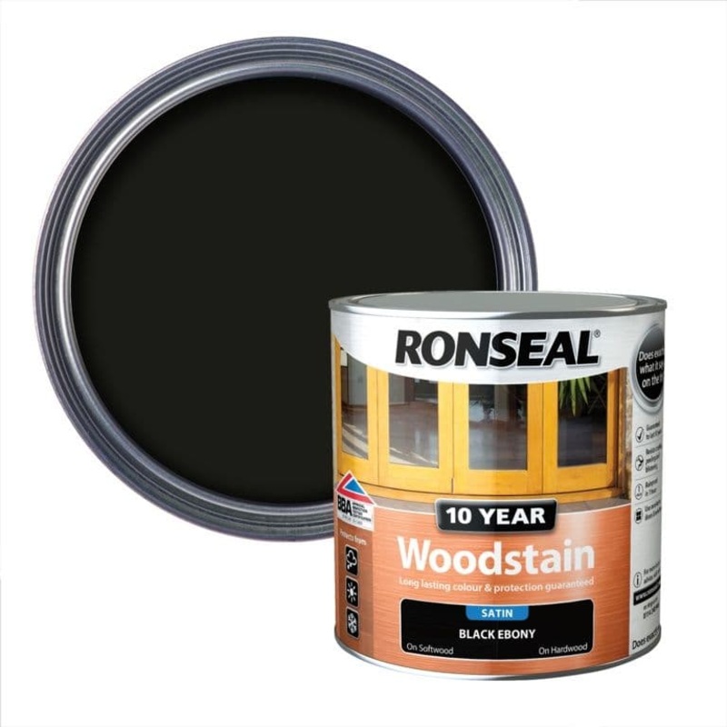 Ronseal 10 Year Woodstain Satin 2.5L – Ebony