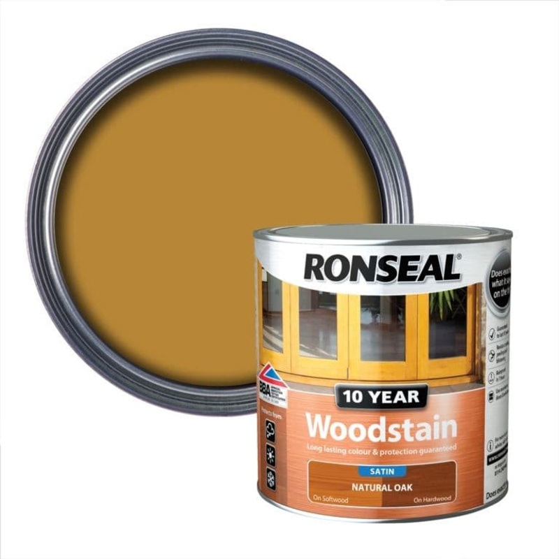 Ronseal 10 Year Woodstain Satin 2.5L – Natural Oak