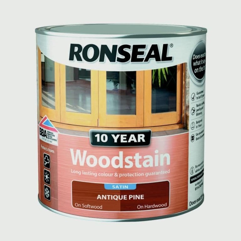 Ronseal 10 Year Woodstain Satin 250ml – Antique Pine