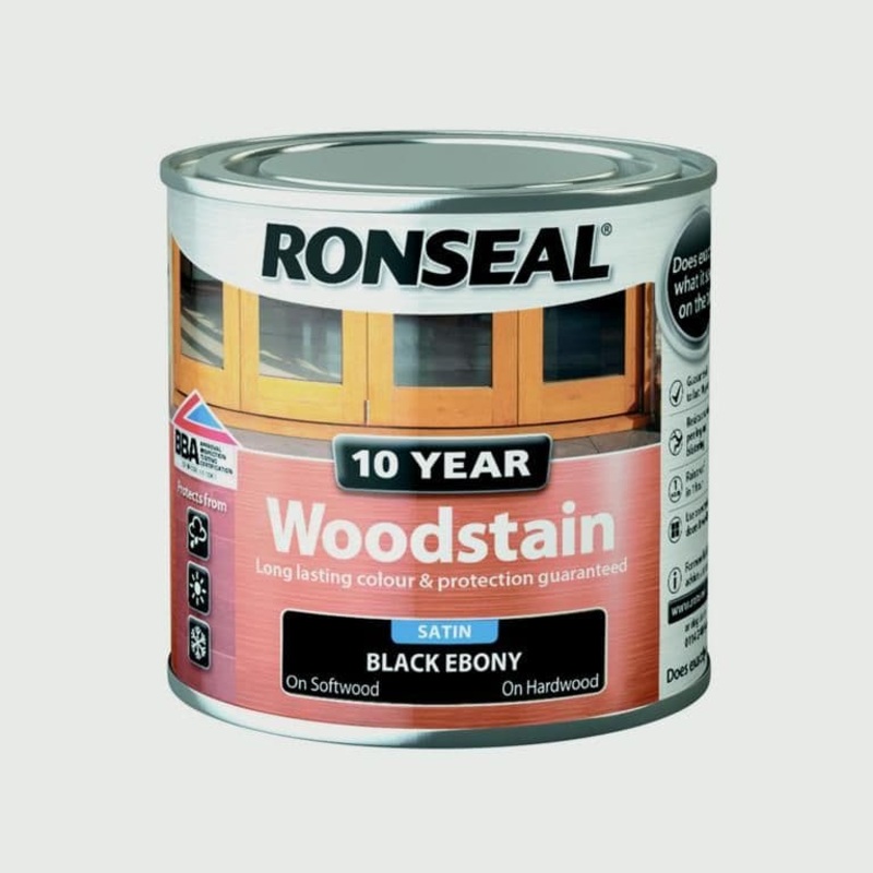 Ronseal 10 Year Woodstain Satin 250ml – Ebony