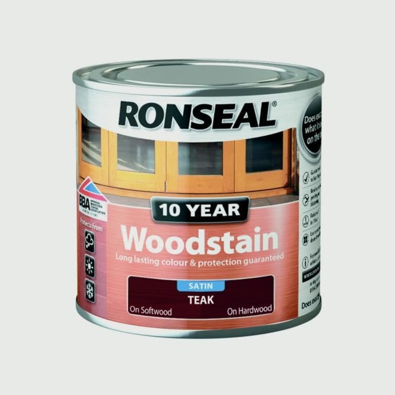 Ronseal 10 Year Woodstain Satin 250ml – Teak