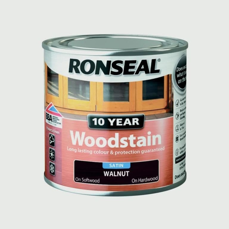 Ronseal 10 Year Woodstain Satin 250ml – Walnut