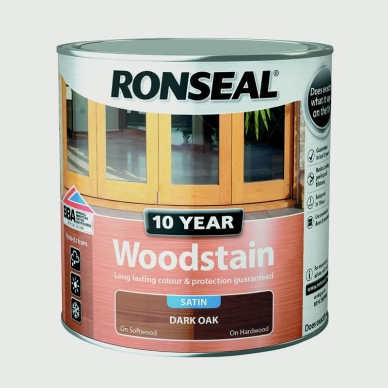 Ronseal 10 Year Woodstain Satin 750ml – Dark Oak