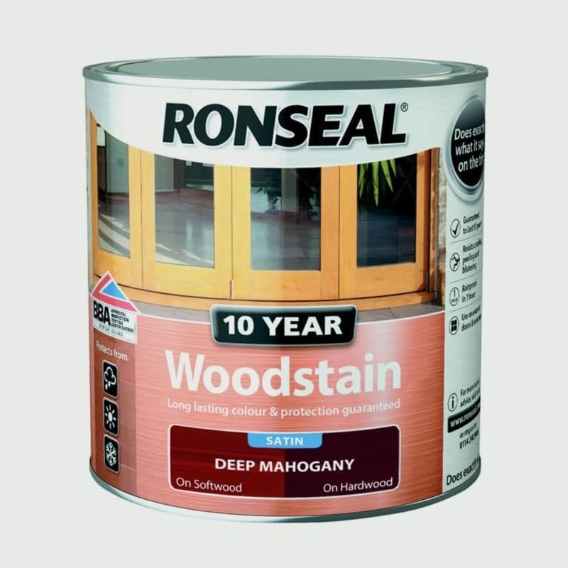 Ronseal 10 Year Woodstain Satin 750ml – Deep Mahogany