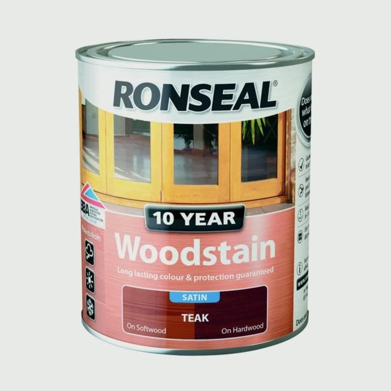 Ronseal 10 Year Woodstain Satin 750ml – Teak