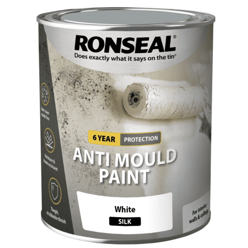 Ronseal 6 Year Anti Mould Paint 750ml – White Silk