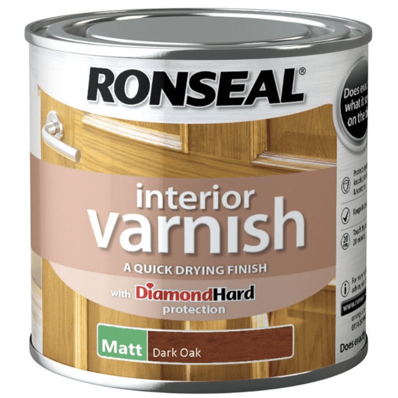 Ronseal Interior Varnish Matt 250ml – Dark Oak