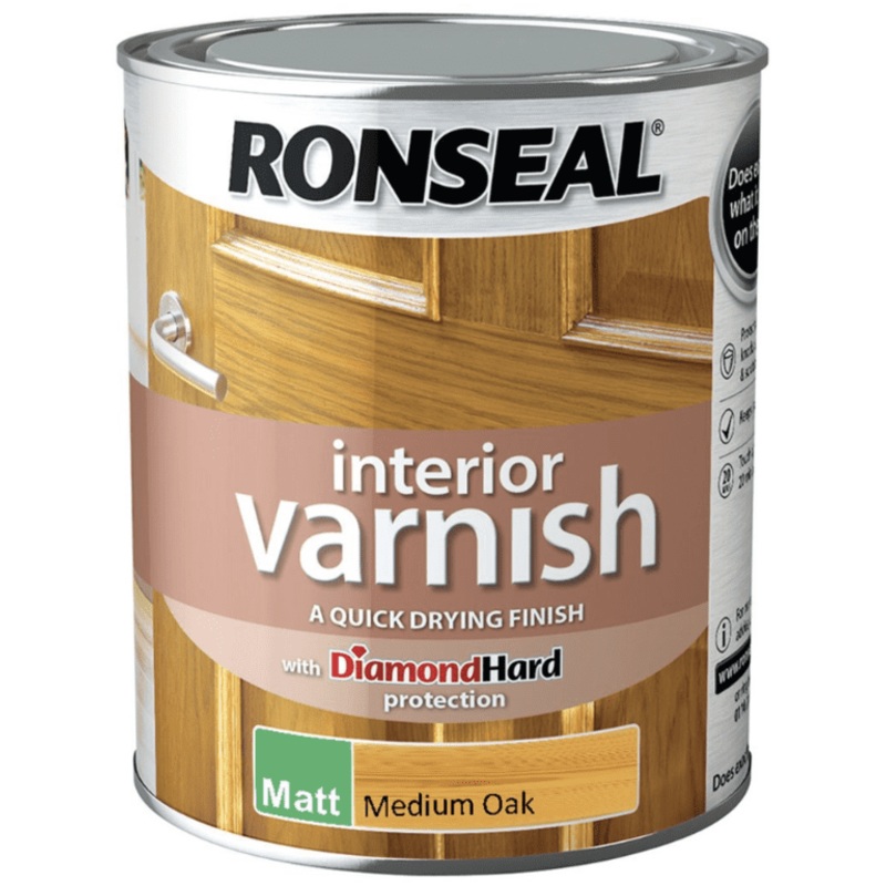 Ronseal Interior Varnish Matt 750ml – Medium Oak