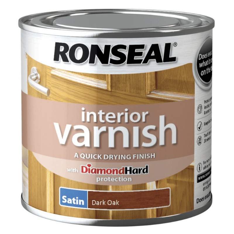 Ronseal Interior Varnish Satin 250ml – Dark Oak