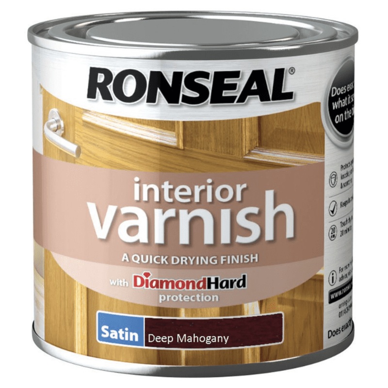 Ronseal Interior Varnish Satin 250ml – Deep Mahogany