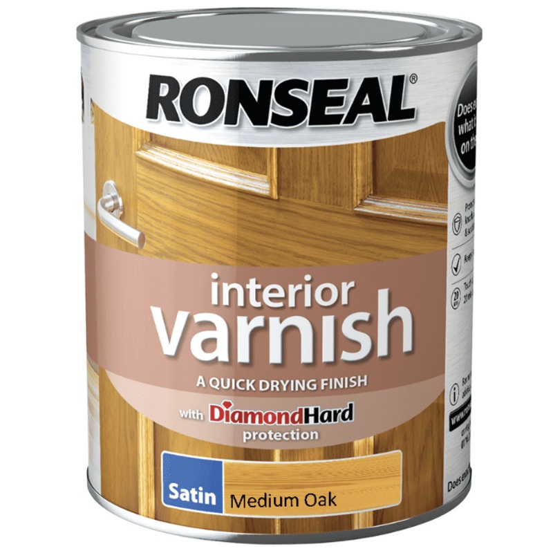 Ronseal Interior Varnish Satin 750ml – Medium Oak