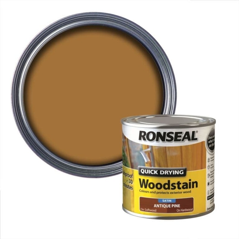Ronseal Quick Drying Woodstain Satin 250ml – Antique Pine