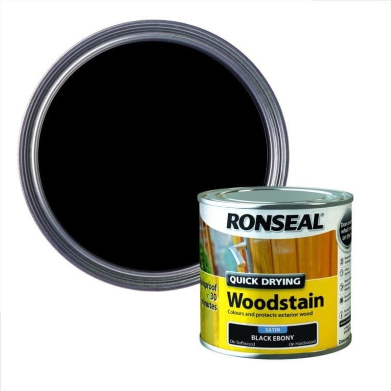 Ronseal Quick Drying Woodstain Satin 250ml – Black Ebony