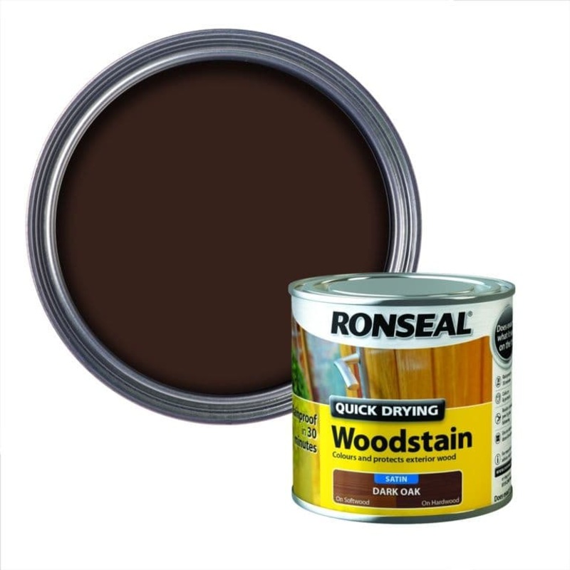 Ronseal Quick Drying Woodstain Satin 250ml – Dark Oak